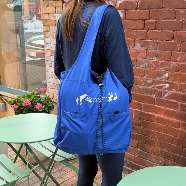 BYBBA x 4OCEAN BALOS PACKABLE TOTE BAG / COBALT DOLPHINS
