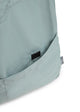 outside corner pocket of misty blue travel bag