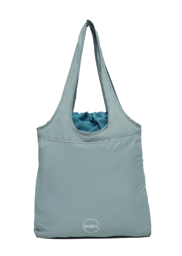 Misty blue bag, back side view no background