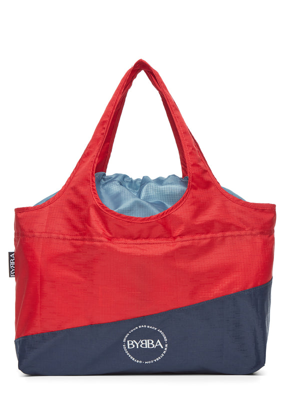 back view of red bag with black bottom