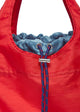 navy drawstring of red bag