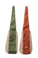 side view of net bags in moss and rust straps
