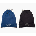 Packable, foldable, reusable bags made from recycled ocean plastic by BYBBA, in blue and black.