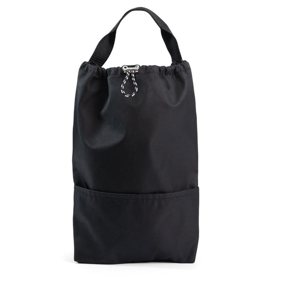 Front view of large black bag