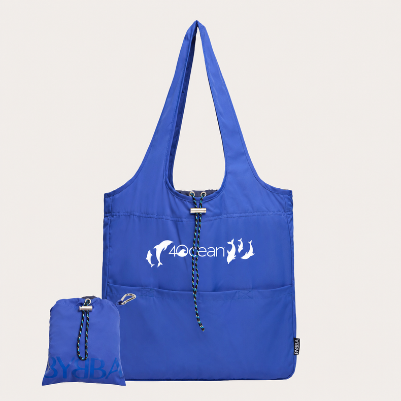 BYBBA x 4OCEAN BALOS PACKABLE TOTE BAG / COBALT DOLPHINS