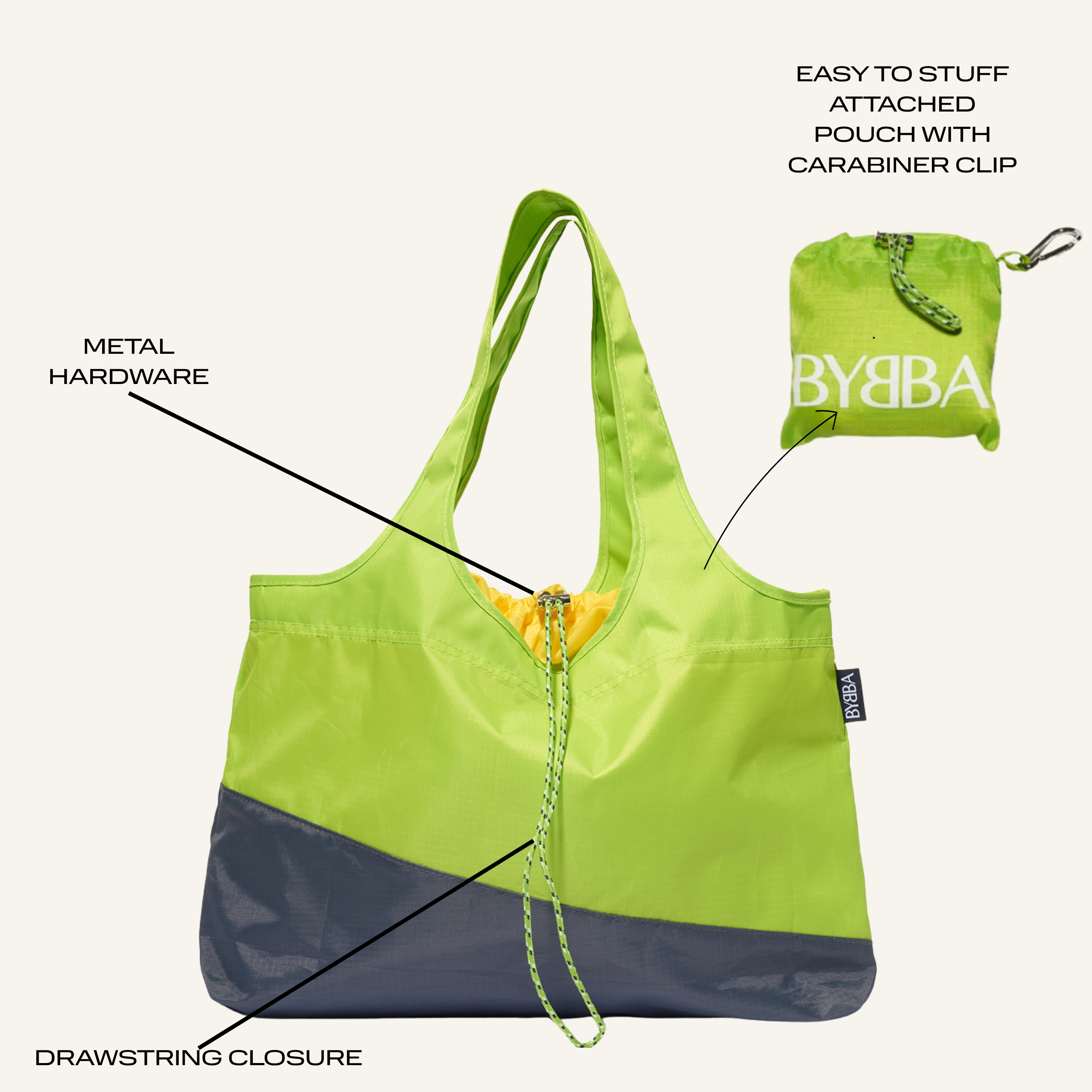 kvibaba I ♡ Big Tote BYBBA Big Sur Electric Green – Large Shoulder Tote Bag 12