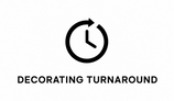 BYBBA “Decorating Turnaround” graphic featuring a black circular clock icon with an arrow and bold text on a white background.