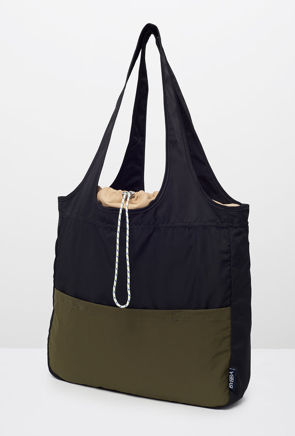 Black and drab green tote bag