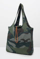 Green camouflage tote bag with 2 front pockets